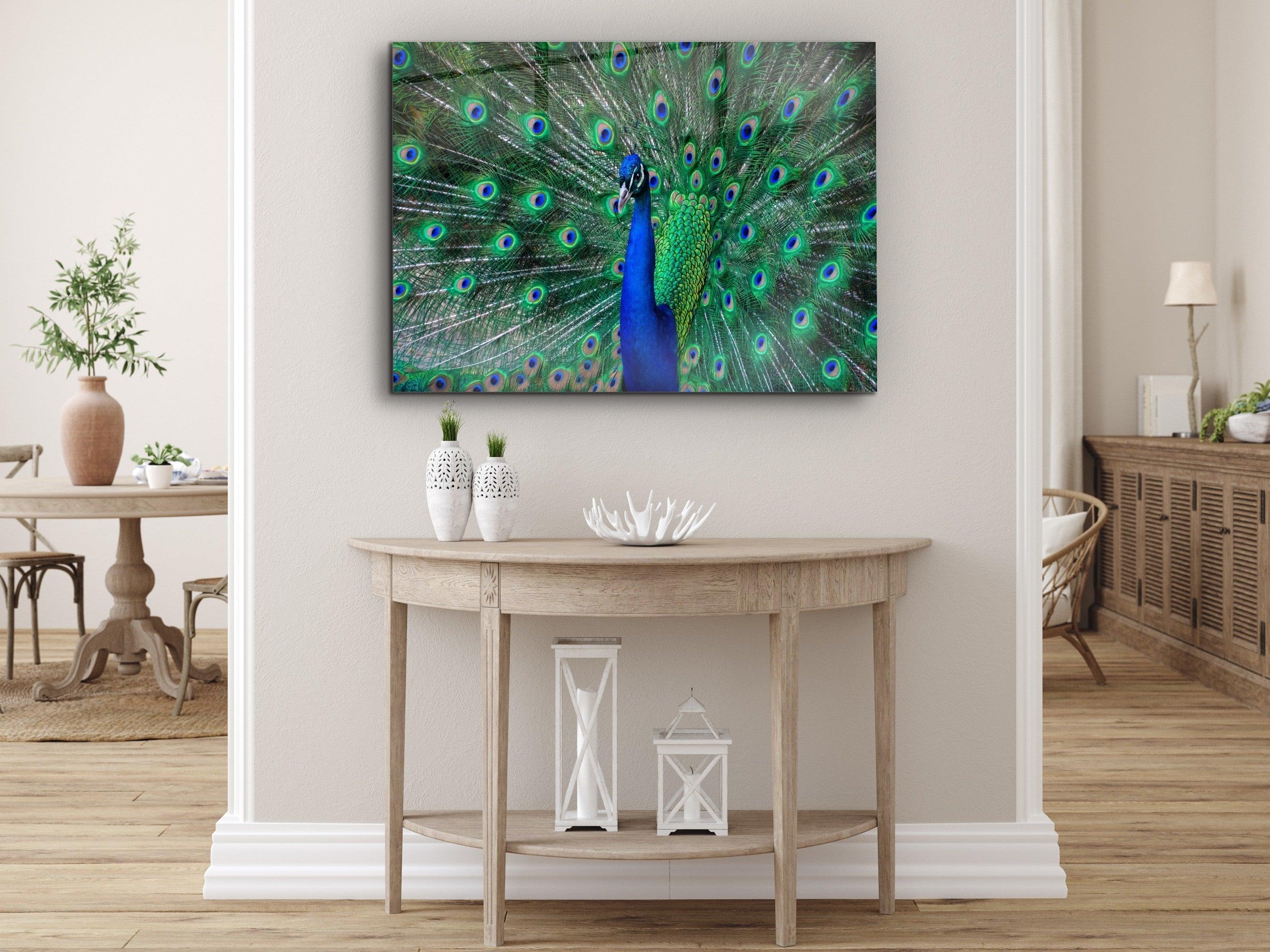 ・"Beauty of the Peacock"・Glass Wall Art - Wonders Of Wall