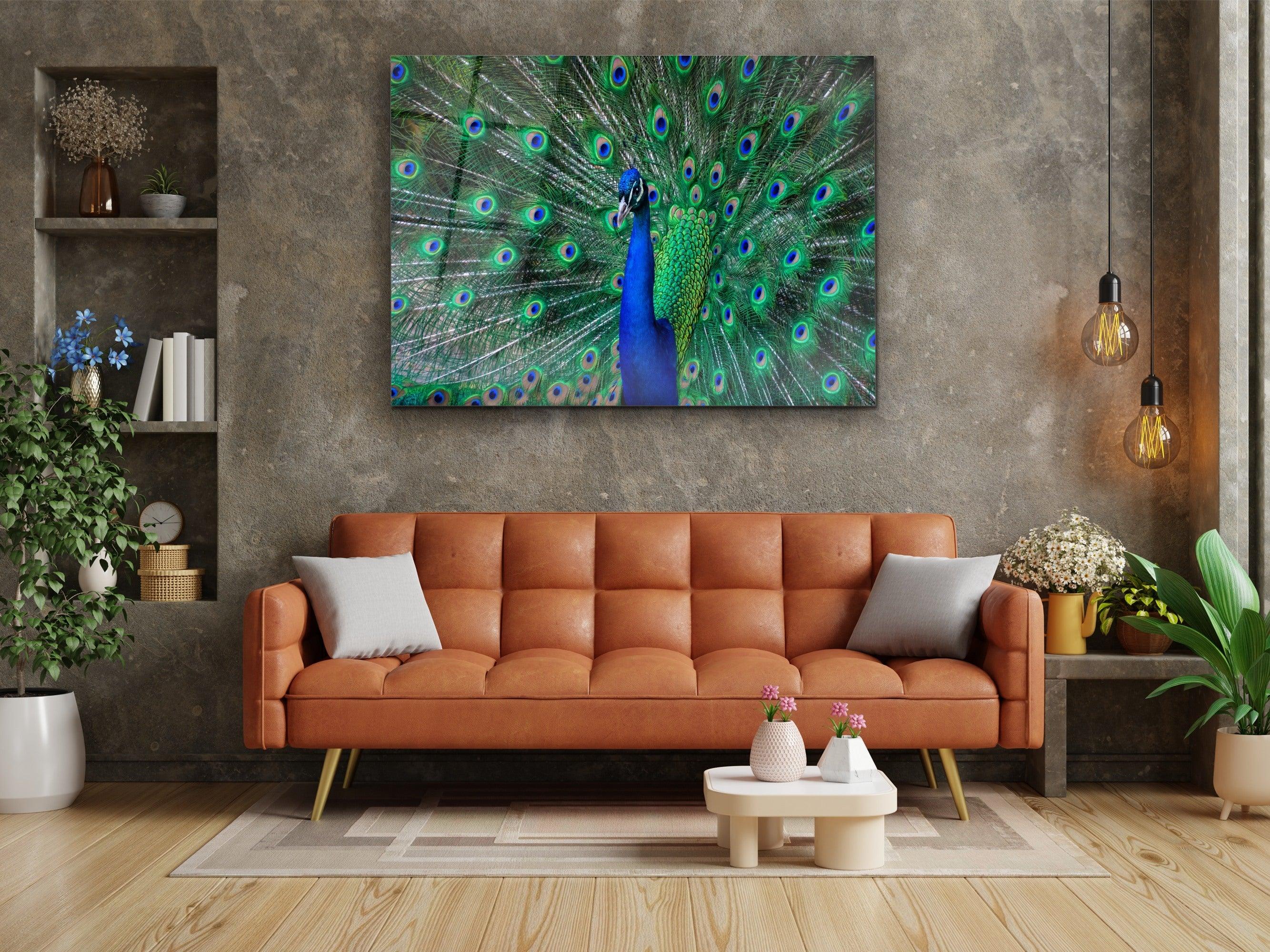 ・"Beauty of the Peacock"・Glass Wall Art - Wonders Of Wall