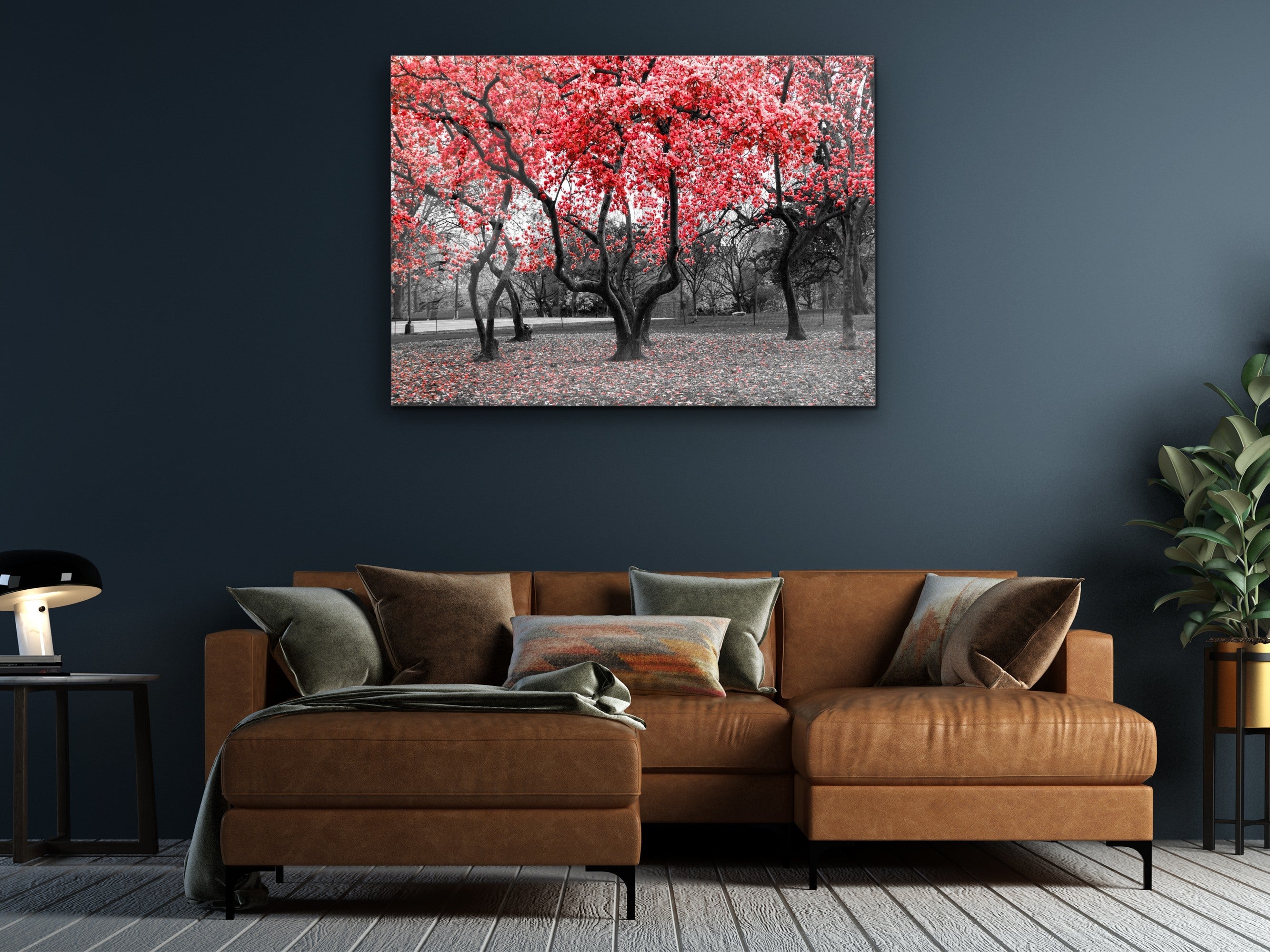 ・"Before Blossom of Red Tree - Red Autumn"・Glass Wall Art