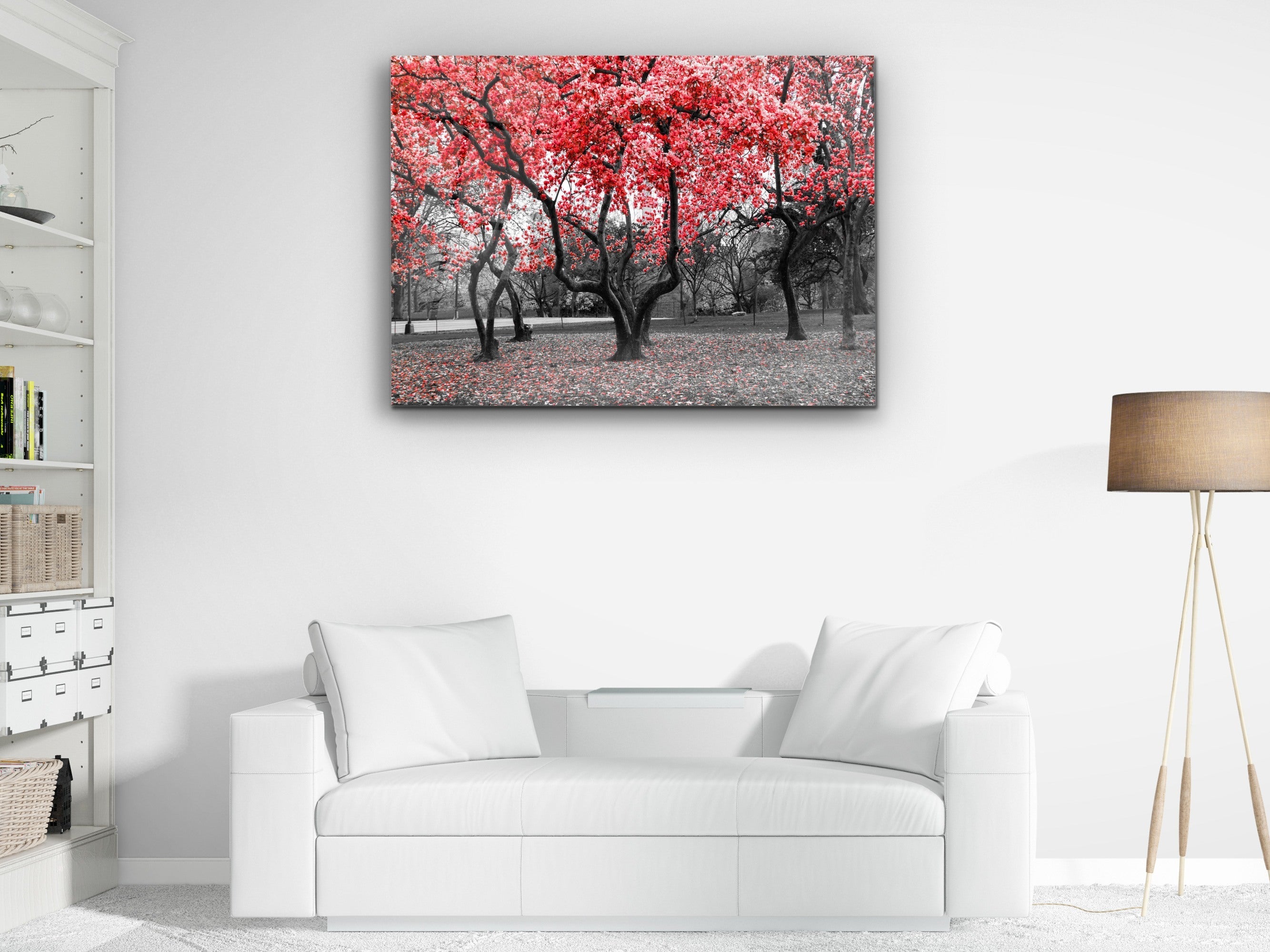 ・"Before Blossom of Red Tree - Red Autumn"・Glass Wall Art