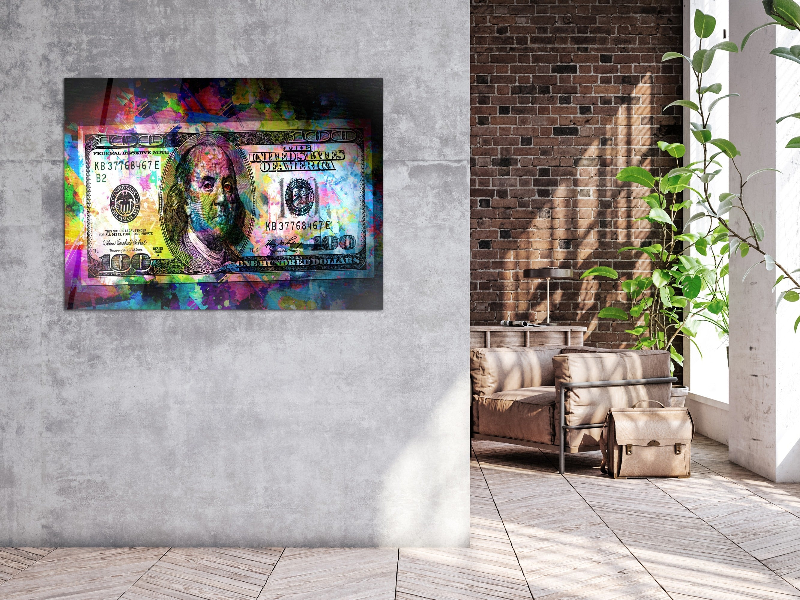 ・"Benjamin the Hundred"・Glass Wall Art