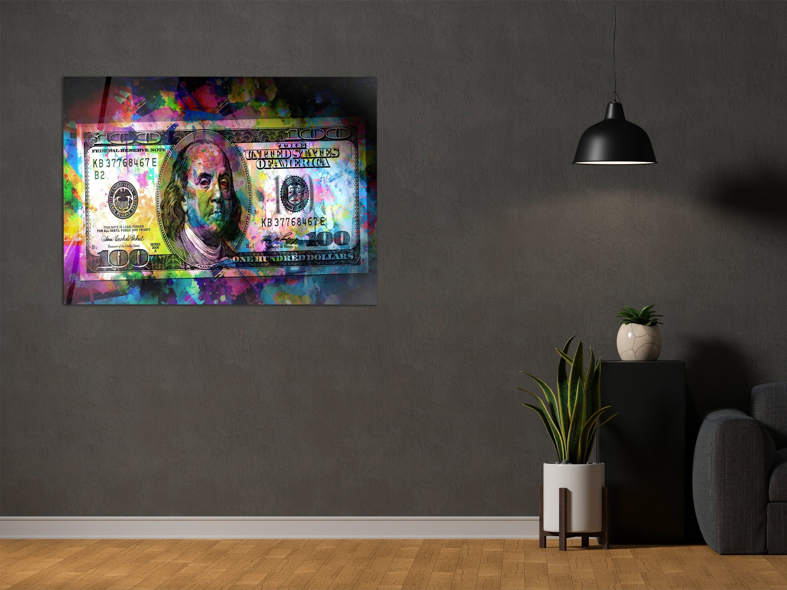 ・"Benjamin the Hundred"・Glass Wall Art