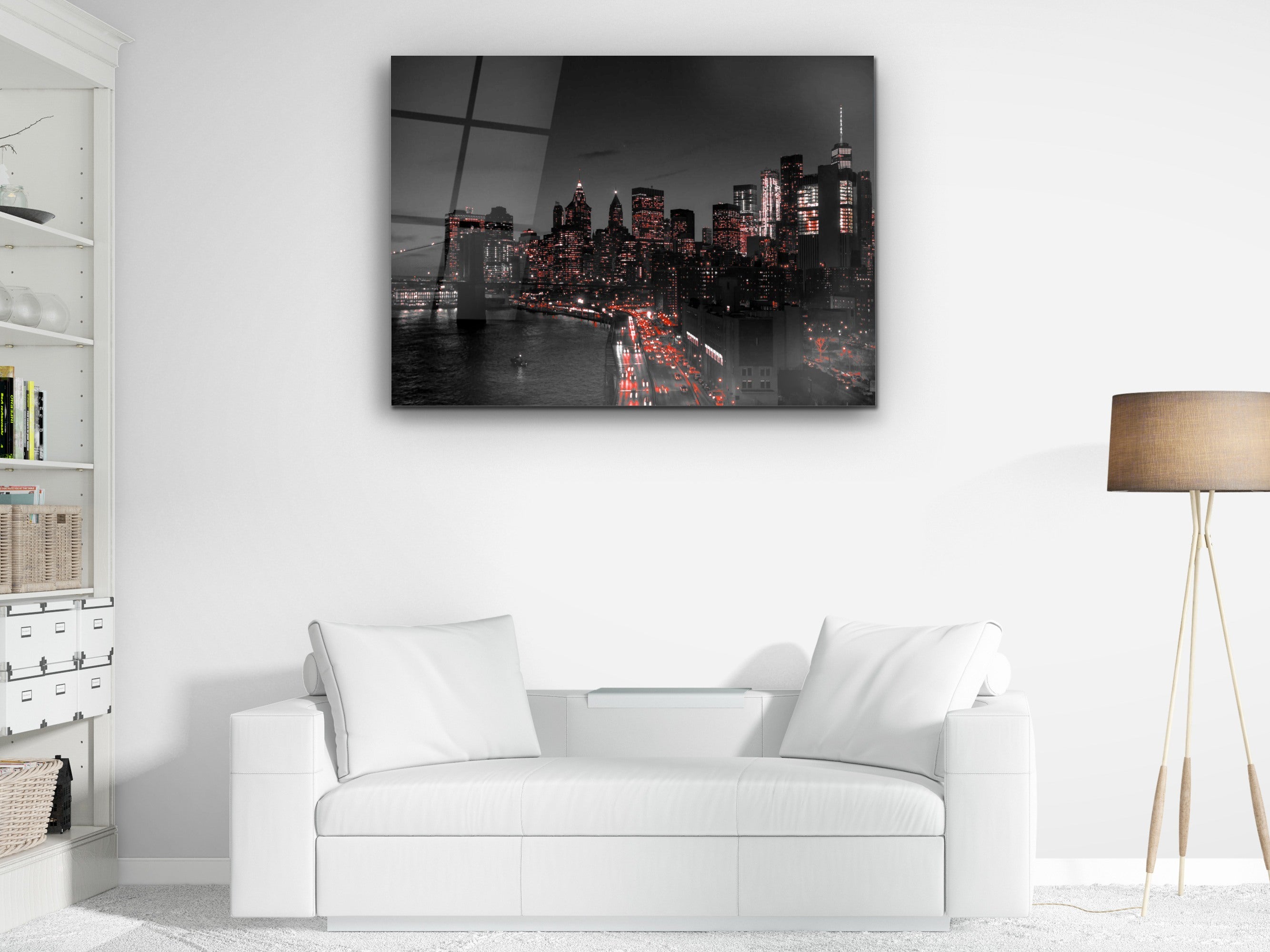 ・"Black Red White New York"・Glass Wall Art