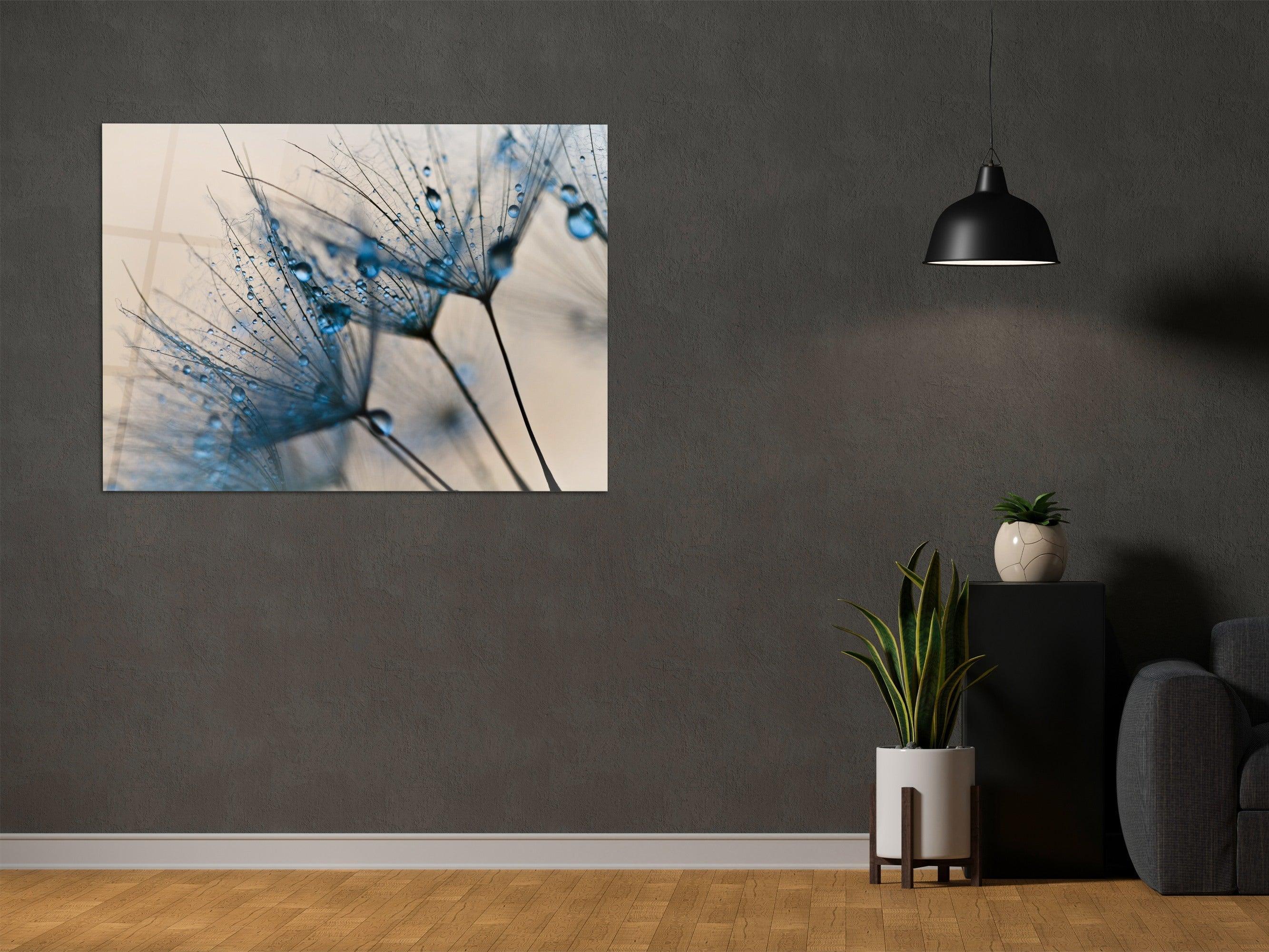 ・"Blue Tears of Dandelion"・Glass Wall Art - Wonders Of Wall