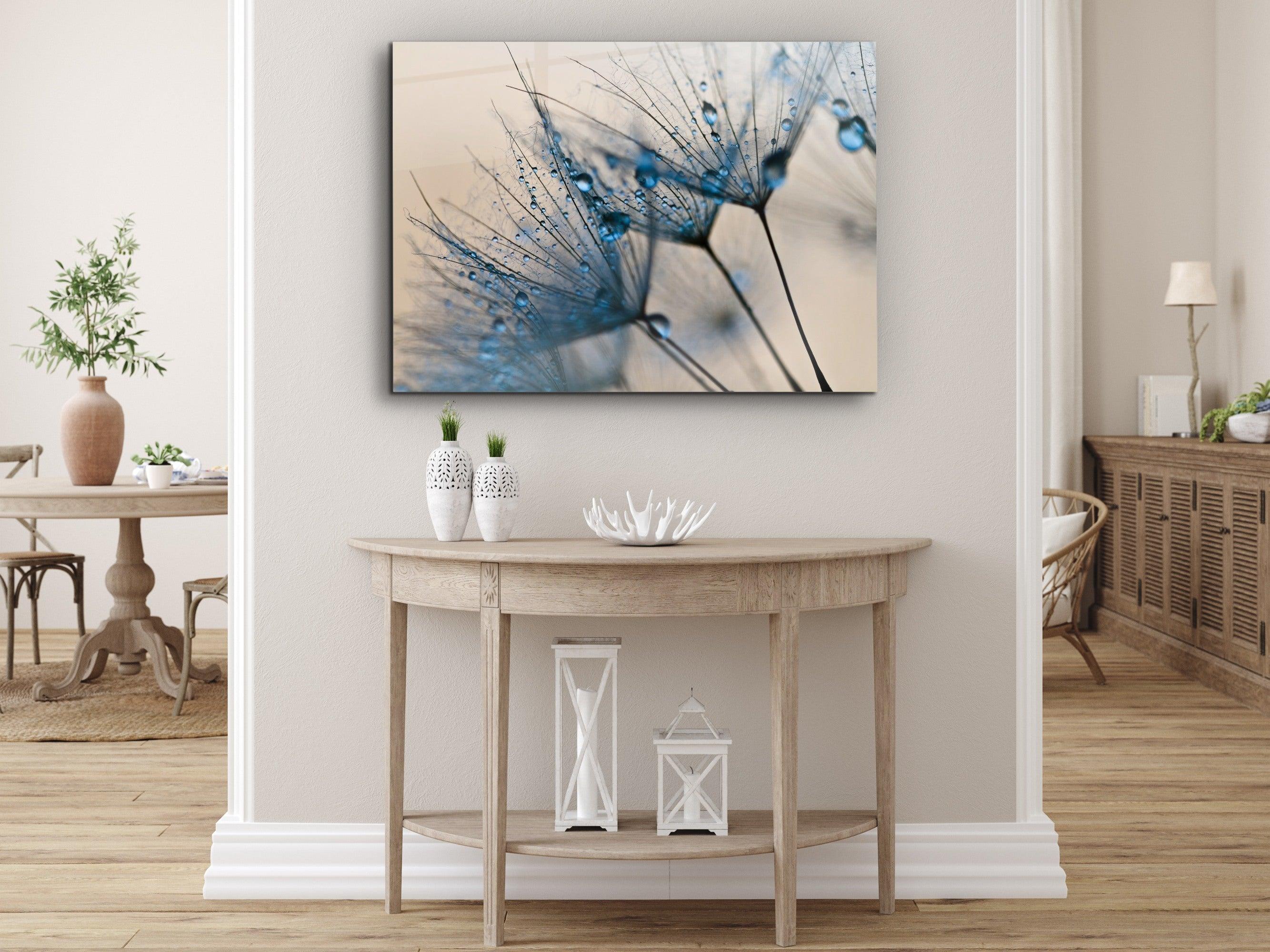 ・"Blue Tears of Dandelion"・Glass Wall Art - Wonders Of Wall