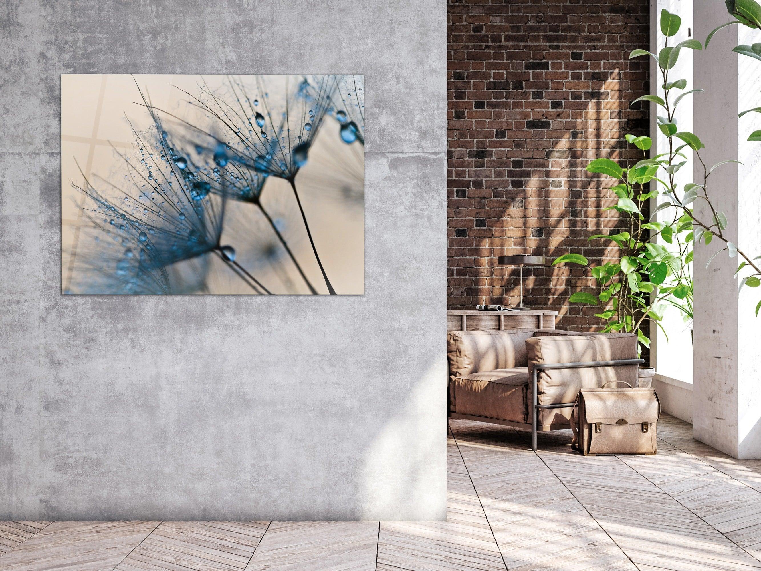 ・"Blue Tears of Dandelion"・Glass Wall Art - Wonders Of Wall