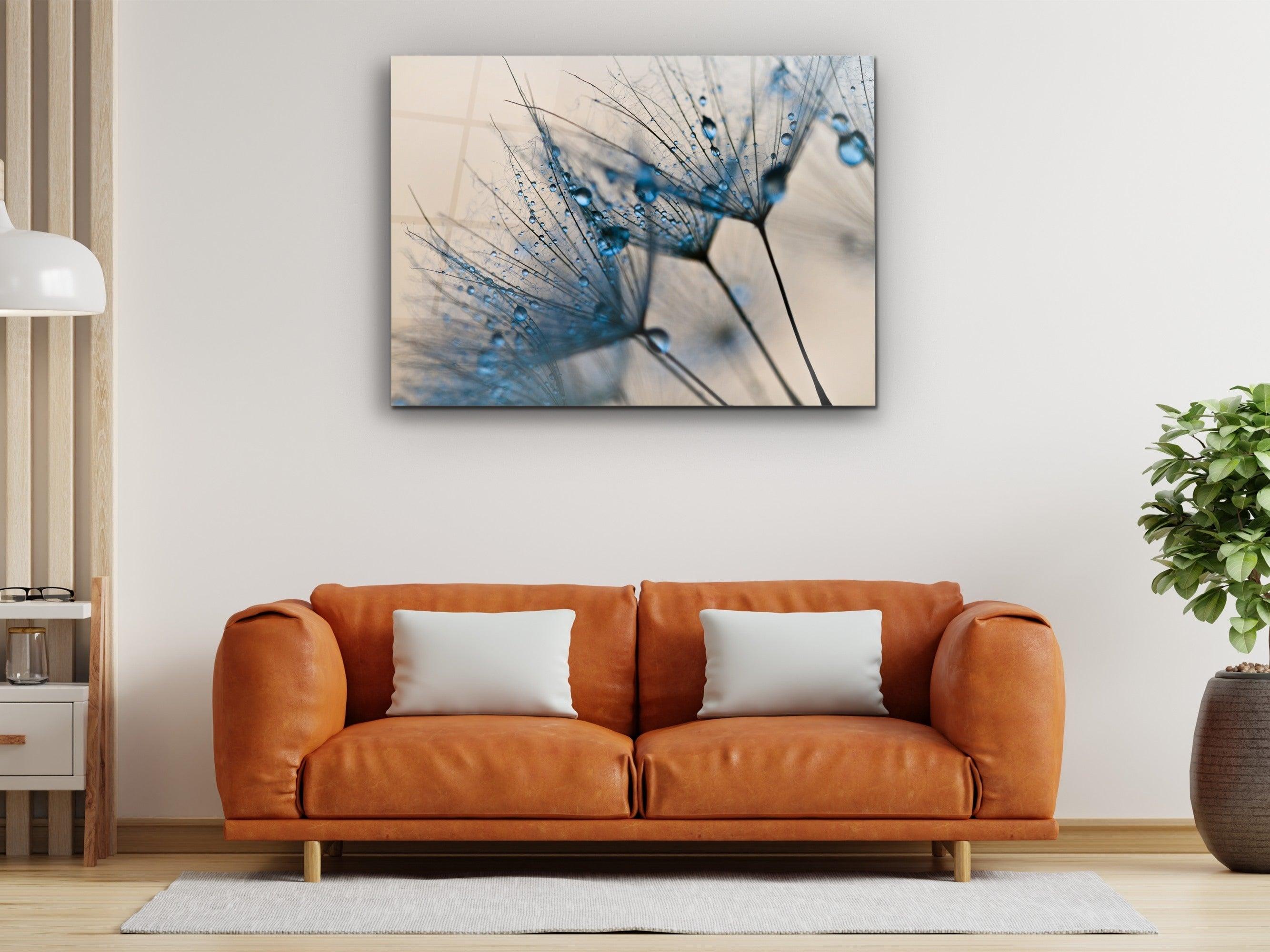 ・"Blue Tears of Dandelion"・Glass Wall Art - Wonders Of Wall