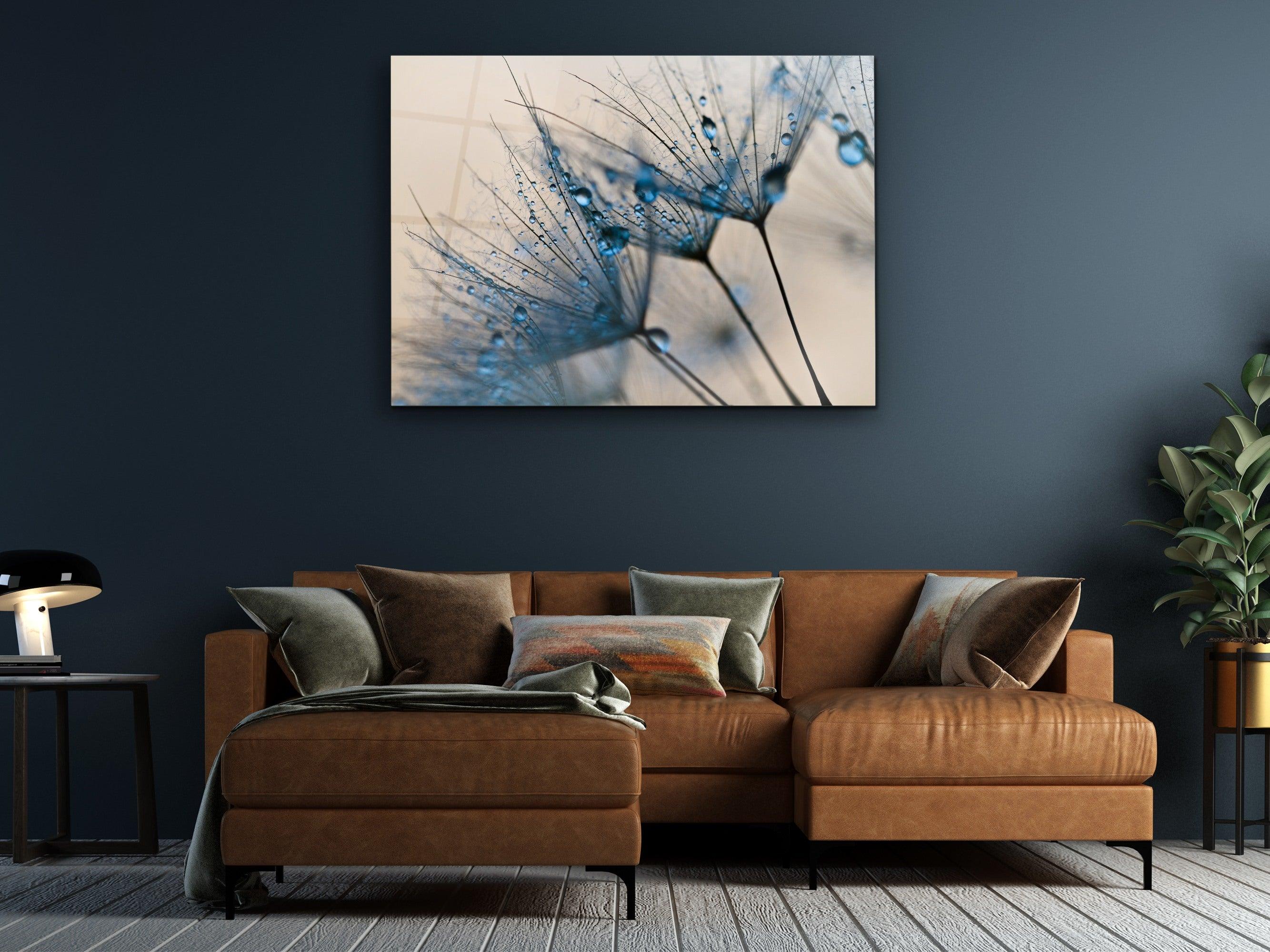 ・"Blue Tears of Dandelion"・Glass Wall Art - Wonders Of Wall