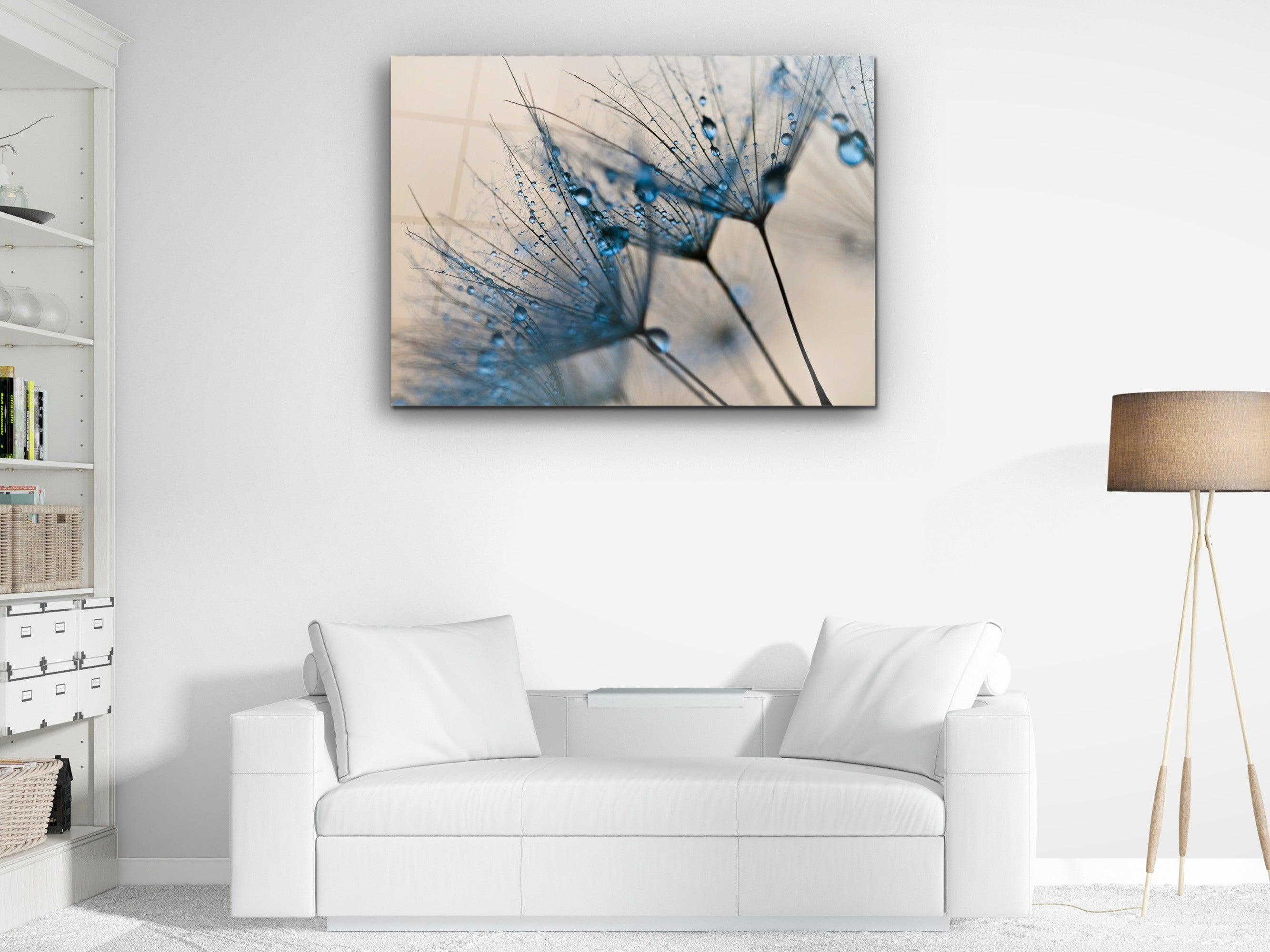 ・"Blue Tears of Dandelion"・Glass Wall Art - Wonders Of Wall