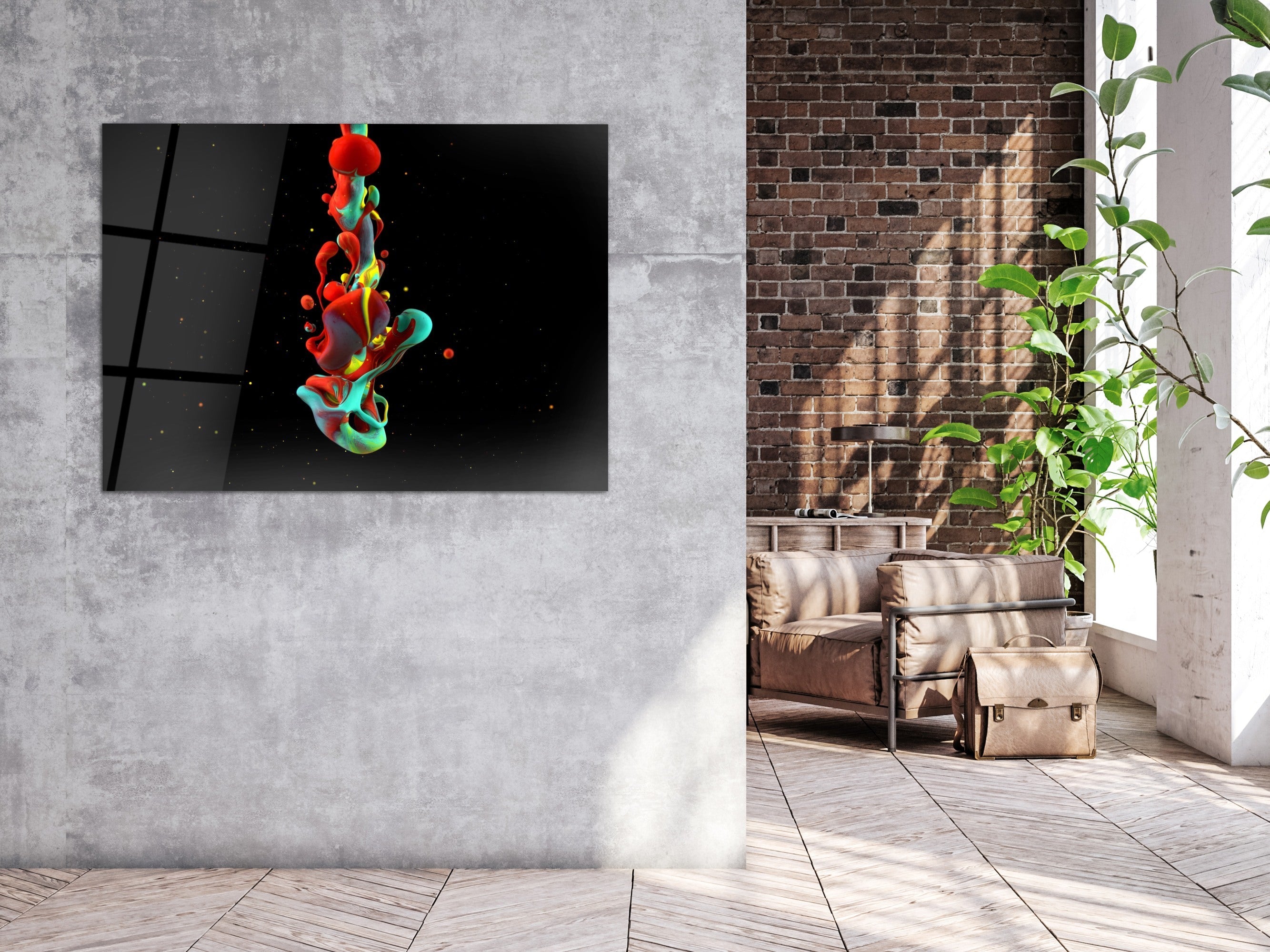 ・"Colorful Blood in the Darkness"・Glass Wall Art