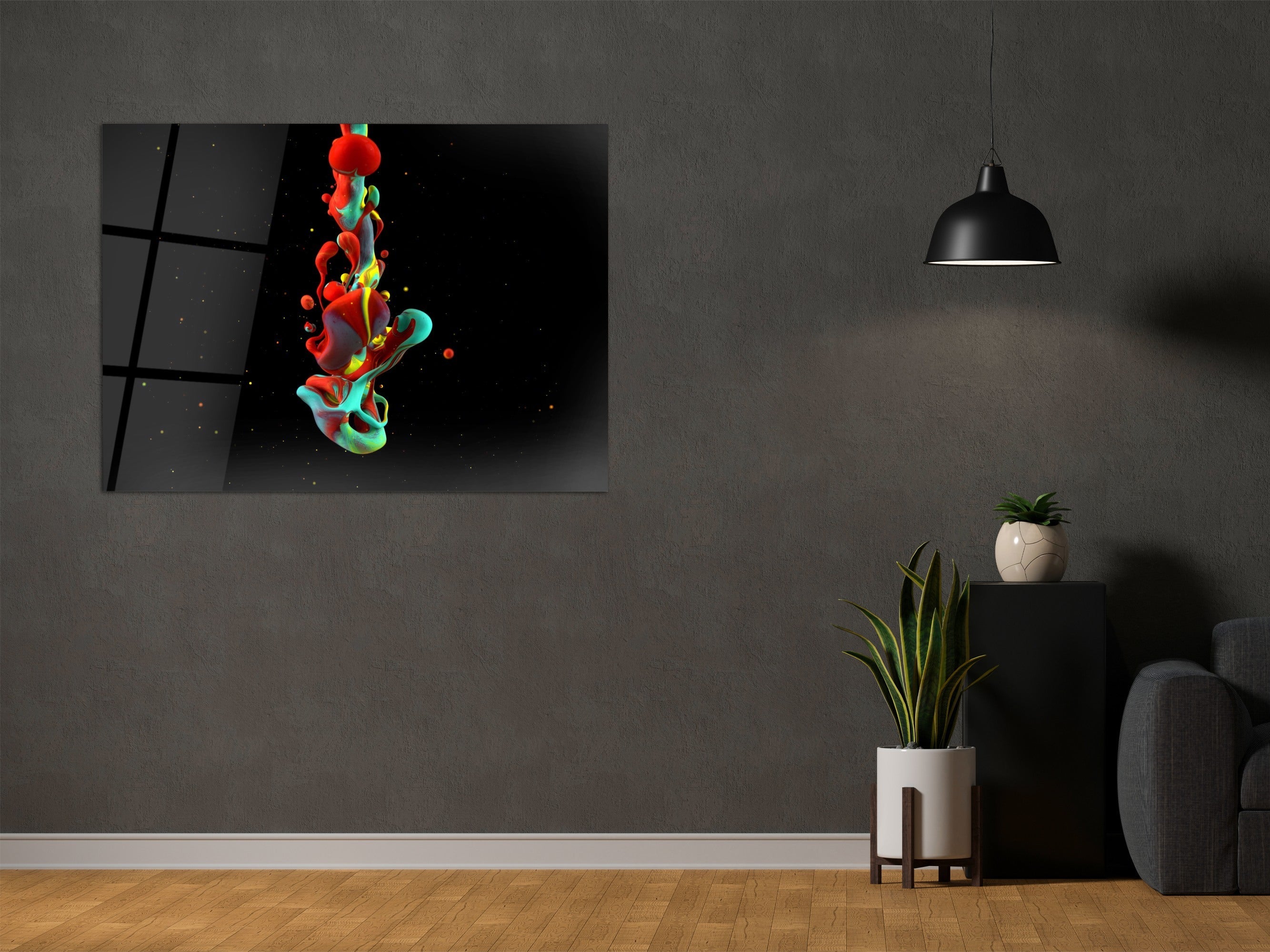 ・"Colorful Blood in the Darkness"・Glass Wall Art