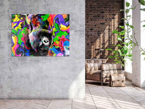 ・"Colorful Gorilla"・Glass Wall Art
