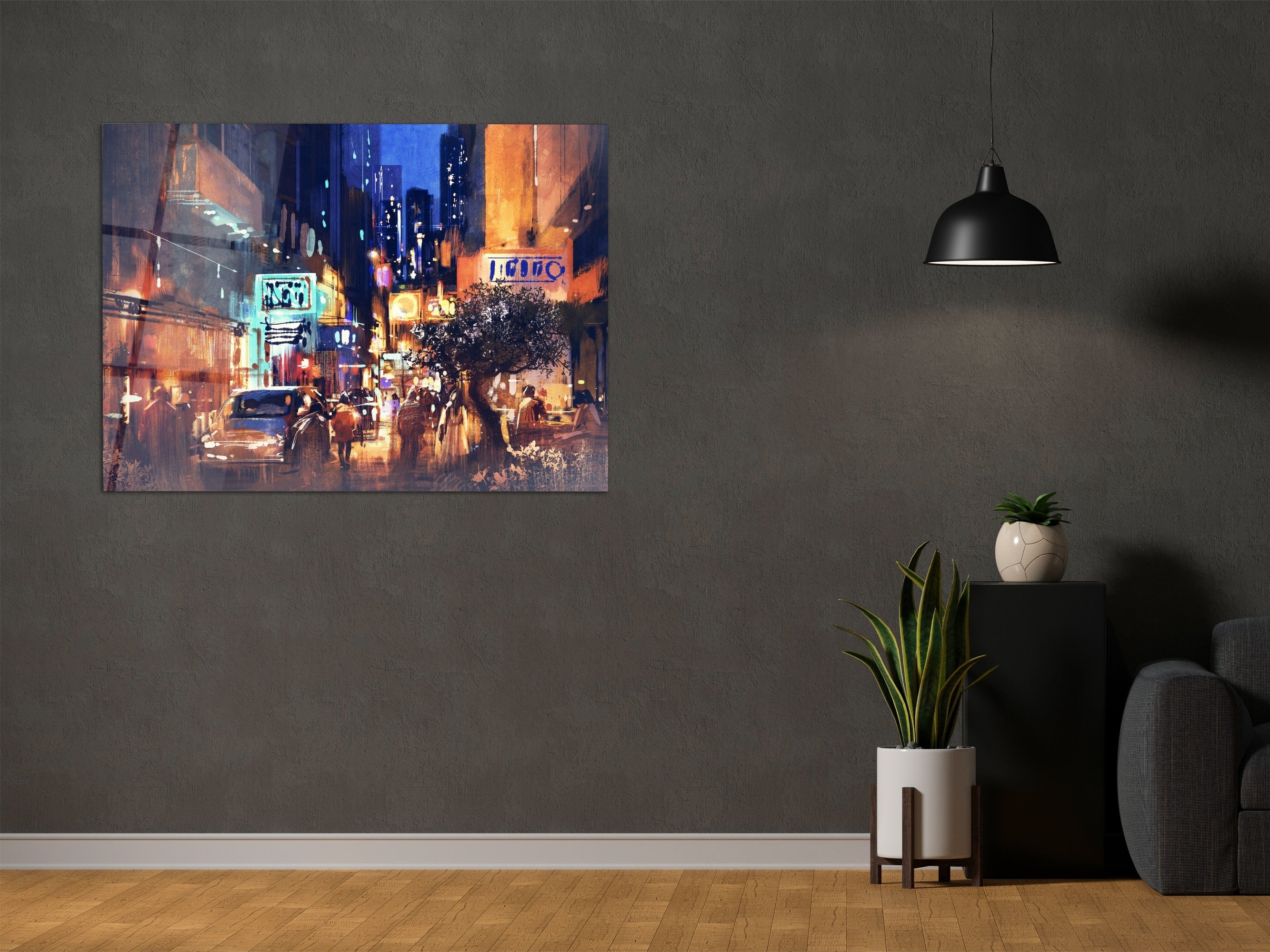 ・"Colors of Night Street - Cuba Paint"・Glass Wall Art