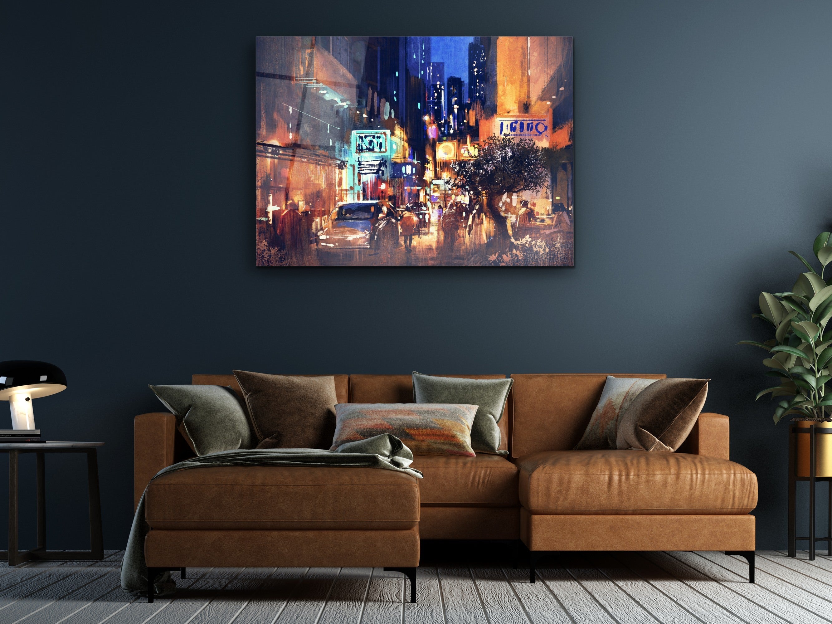 ・"Colors of Night Street - Cuba Paint"・Glass Wall Art