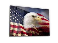 ・"Eagle and Flag"・Glass Wall Art - Wonders Of Wall