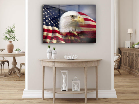 ・"Eagle and Flag"・Glass Wall Art - Wonders Of Wall