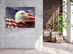 ・"Eagle and Flag"・Glass Wall Art - Wonders Of Wall