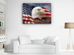 ・"Eagle and Flag"・Glass Wall Art - Wonders Of Wall