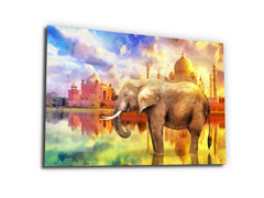 ・"Elephant of Taj Mahal"・Glass Wall Art