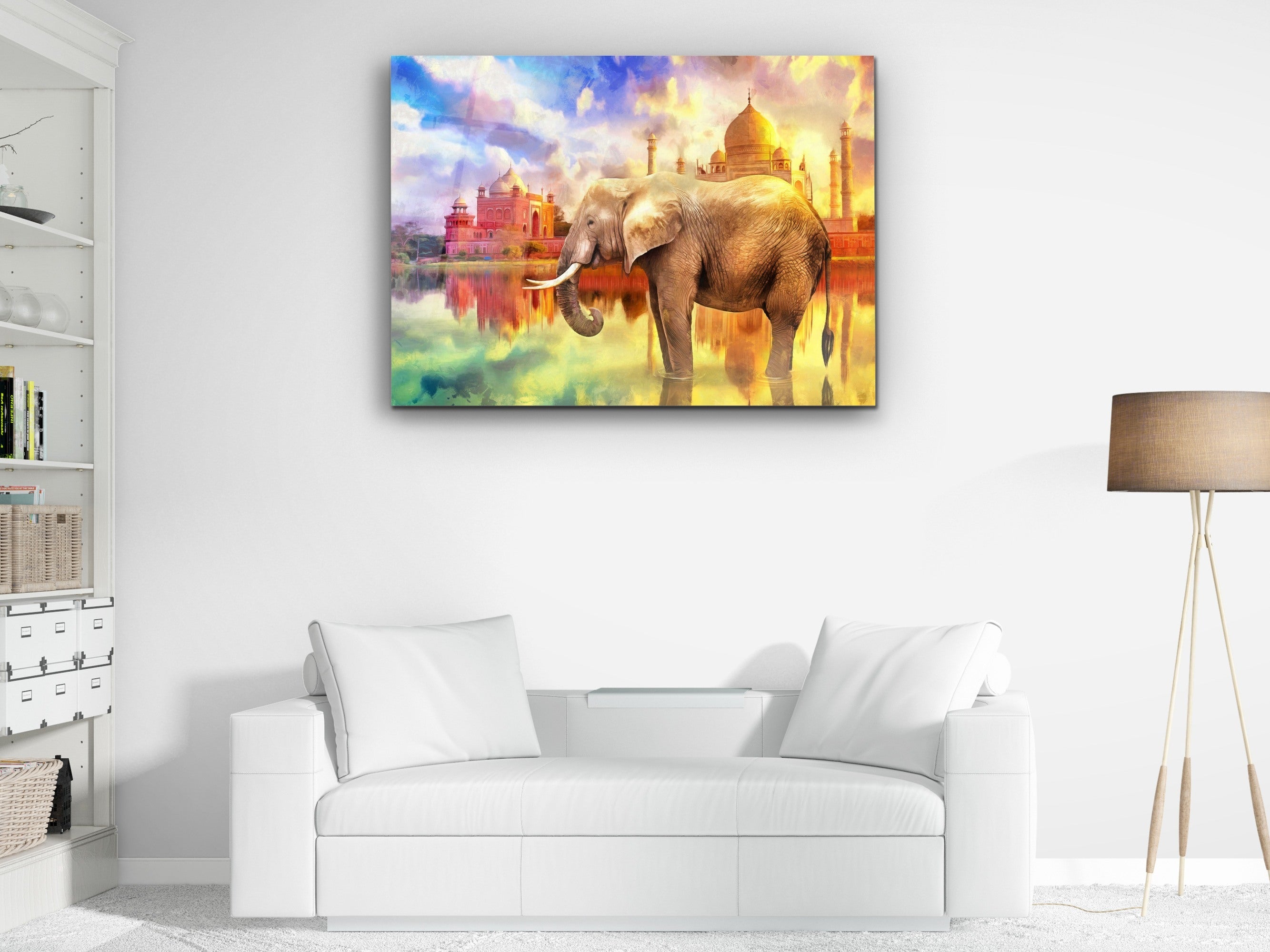 ・"Elephant of Taj Mahal"・Glass Wall Art