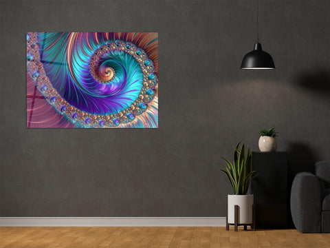 ・"FRACTAL DESIGNS MANDALA DIAMOND SPIRAL DREAMS"・Glass Wall Art - Wonders Of Wall