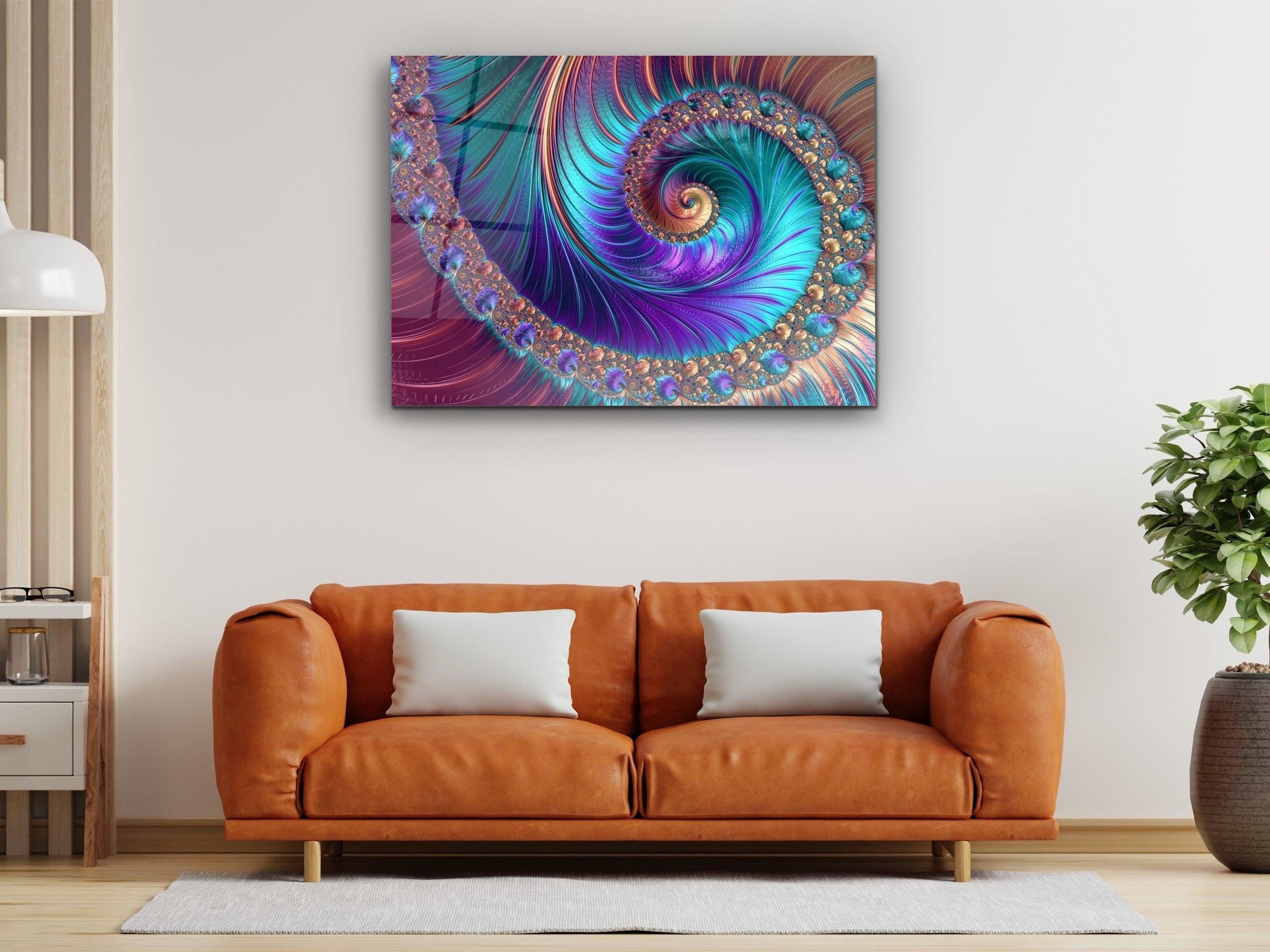 ・"FRACTAL DESIGNS MANDALA DIAMOND SPIRAL DREAMS"・Glass Wall Art - Wonders Of Wall