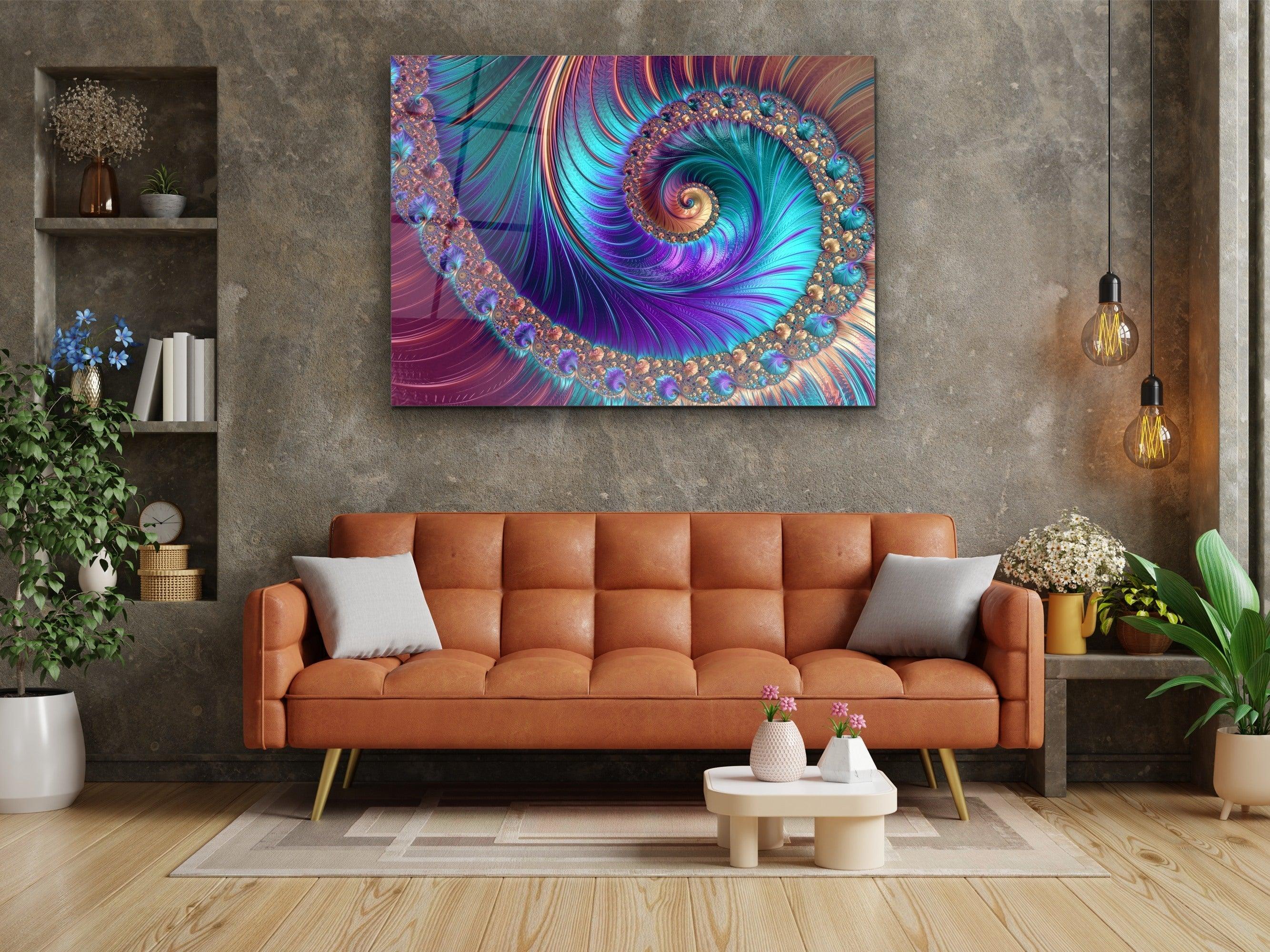 ・"FRACTAL DESIGNS MANDALA DIAMOND SPIRAL DREAMS"・Glass Wall Art - Wonders Of Wall