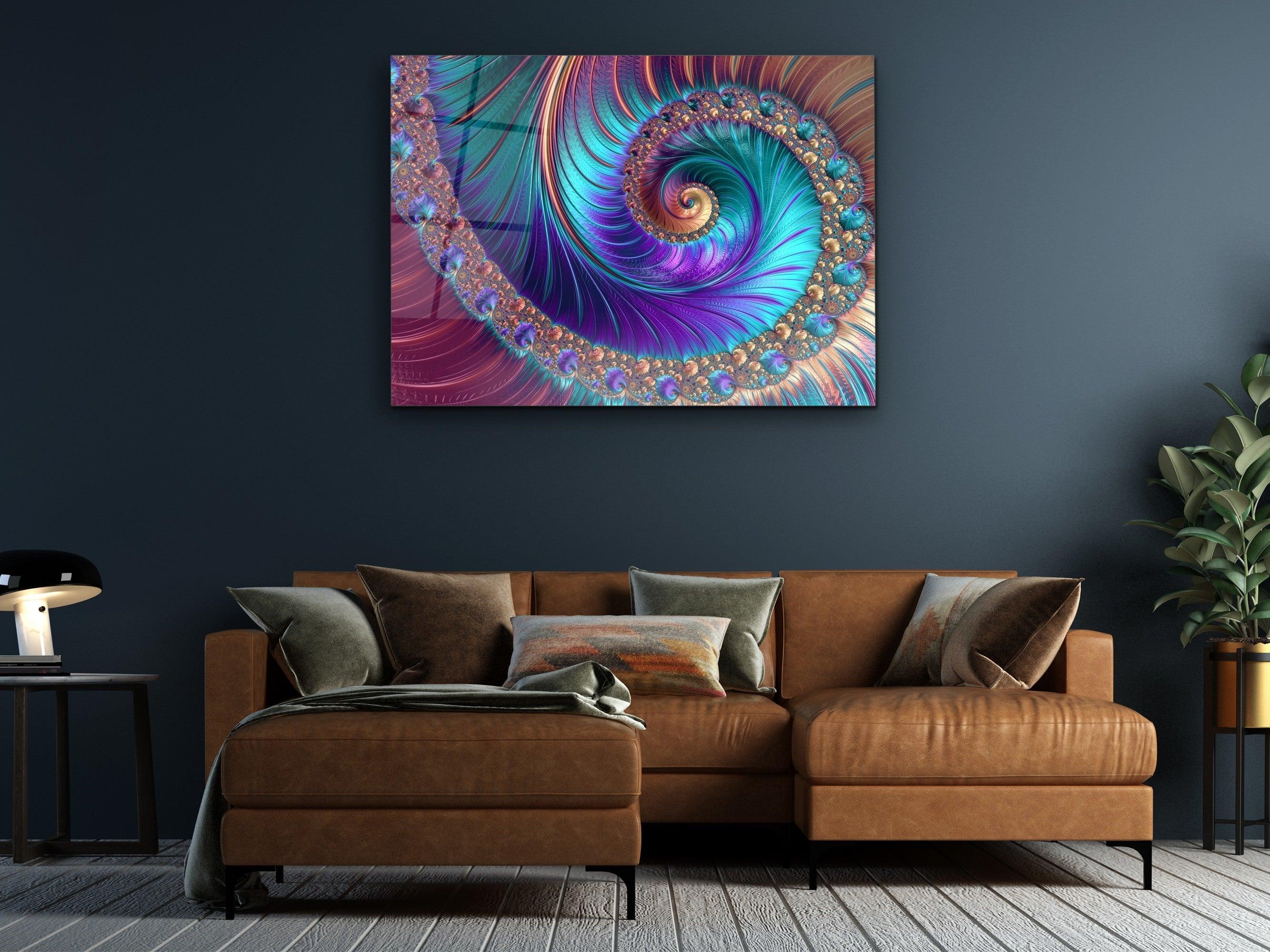 ・"FRACTAL DESIGNS MANDALA DIAMOND SPIRAL DREAMS"・Glass Wall Art - Wonders Of Wall