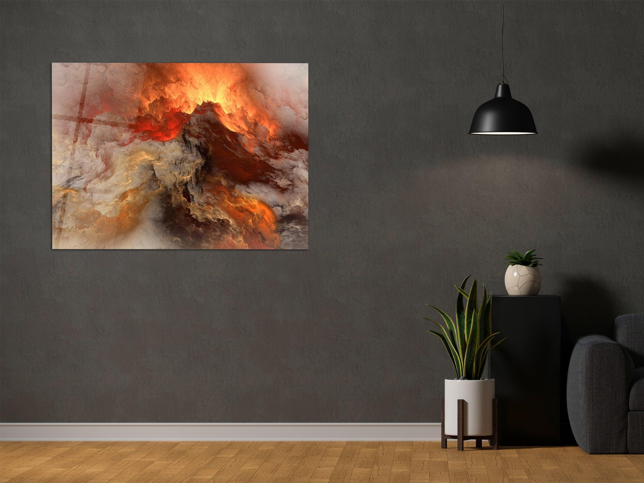 ・"Fire and Smoke Abstract"・Glass Wall Art - Wonders Of Wall