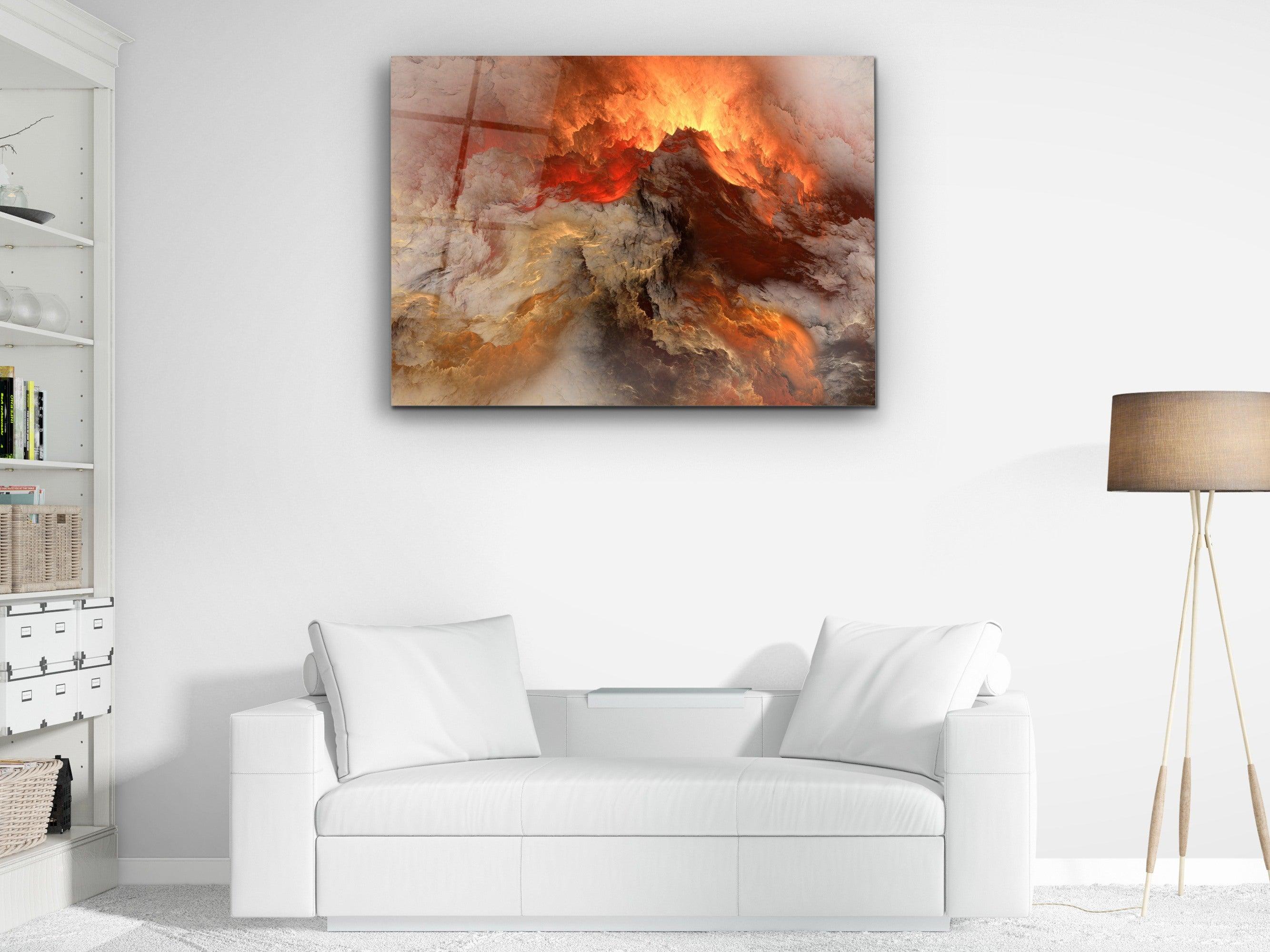 ・"Fire and Smoke Abstract"・Glass Wall Art - Wonders Of Wall