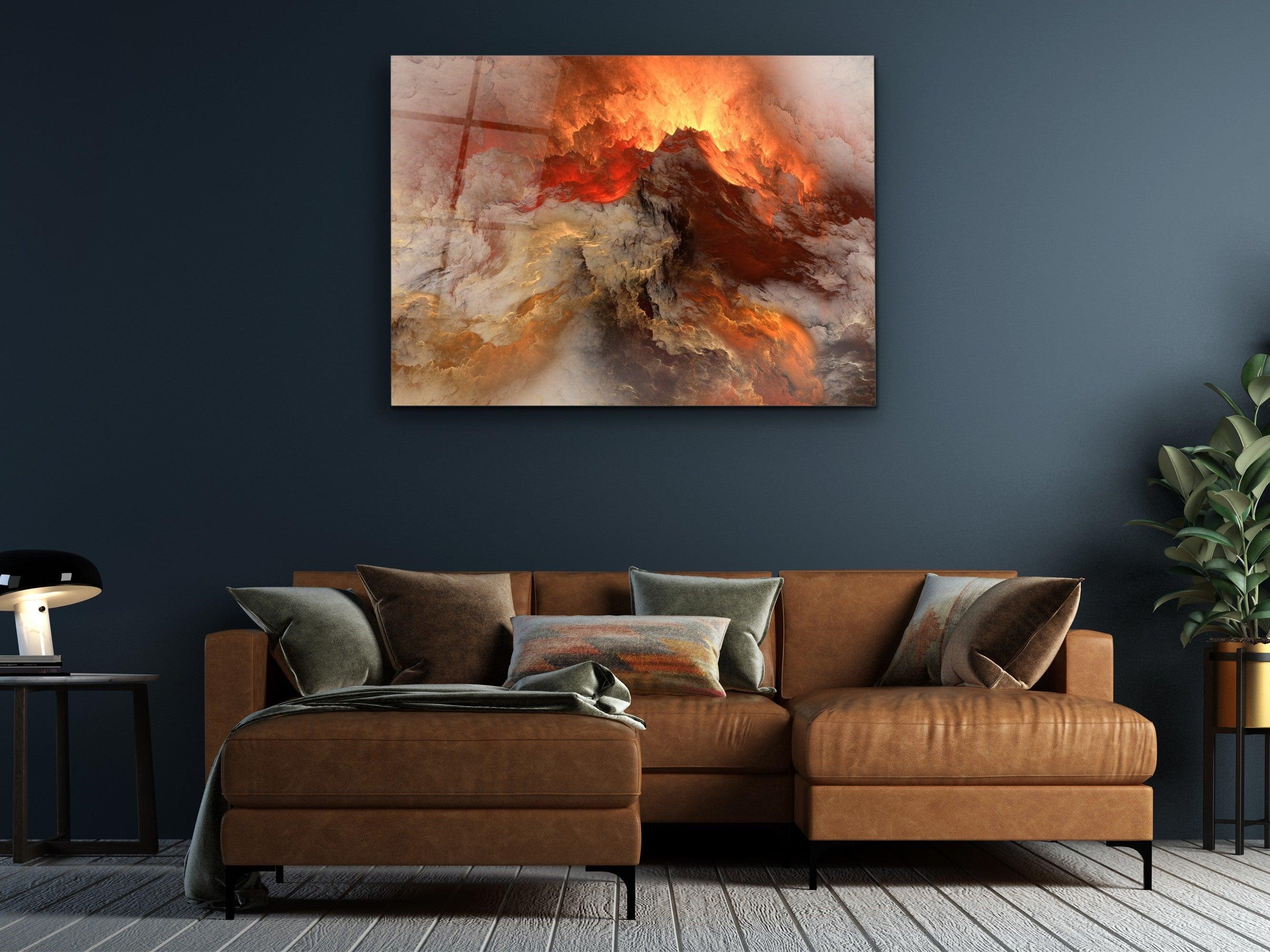 ・"Fire and Smoke Abstract"・Glass Wall Art - Wonders Of Wall