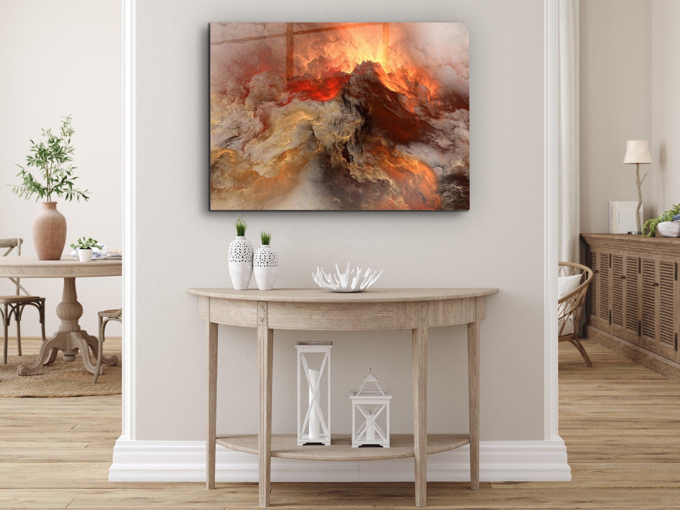 ・"Fire and Smoke Abstract"・Glass Wall Art - Wonders Of Wall