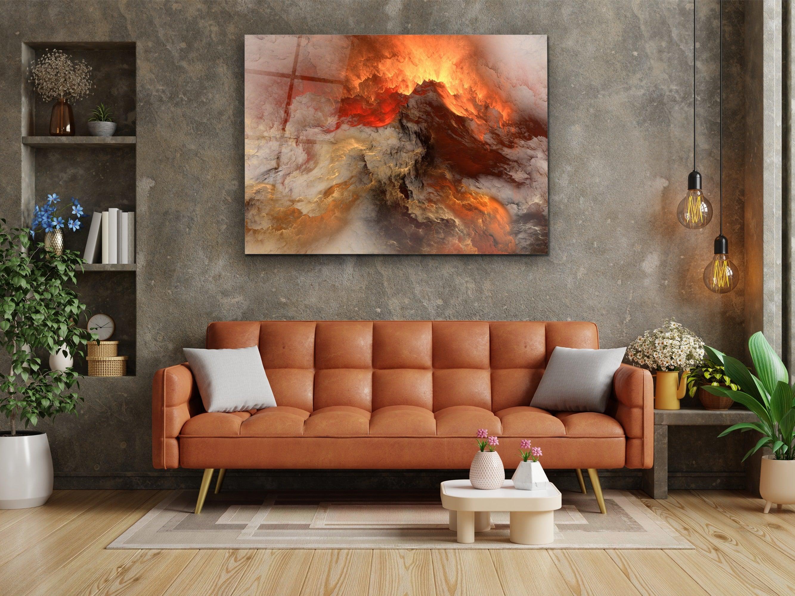 ・"Fire and Smoke Abstract"・Glass Wall Art - Wonders Of Wall