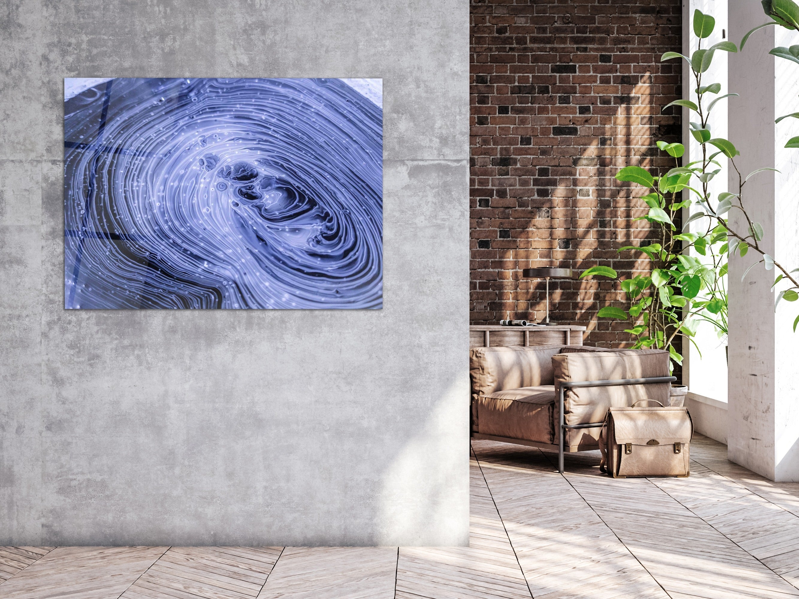 ・"Abstact Layers of Blue"・Glass Wall Art