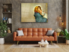 ・"Blessed Mother and Child"・Glass Wall Art