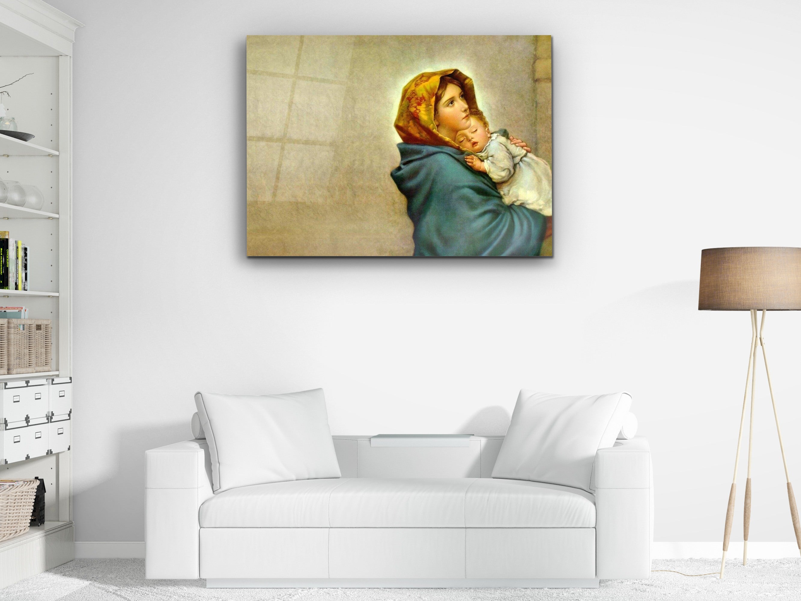 ・"Blessed Mother and Child"・Glass Wall Art