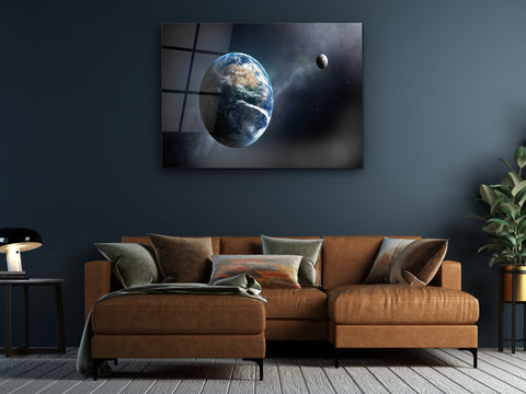 ・"Earth and The Moon"・Glass Wall Art