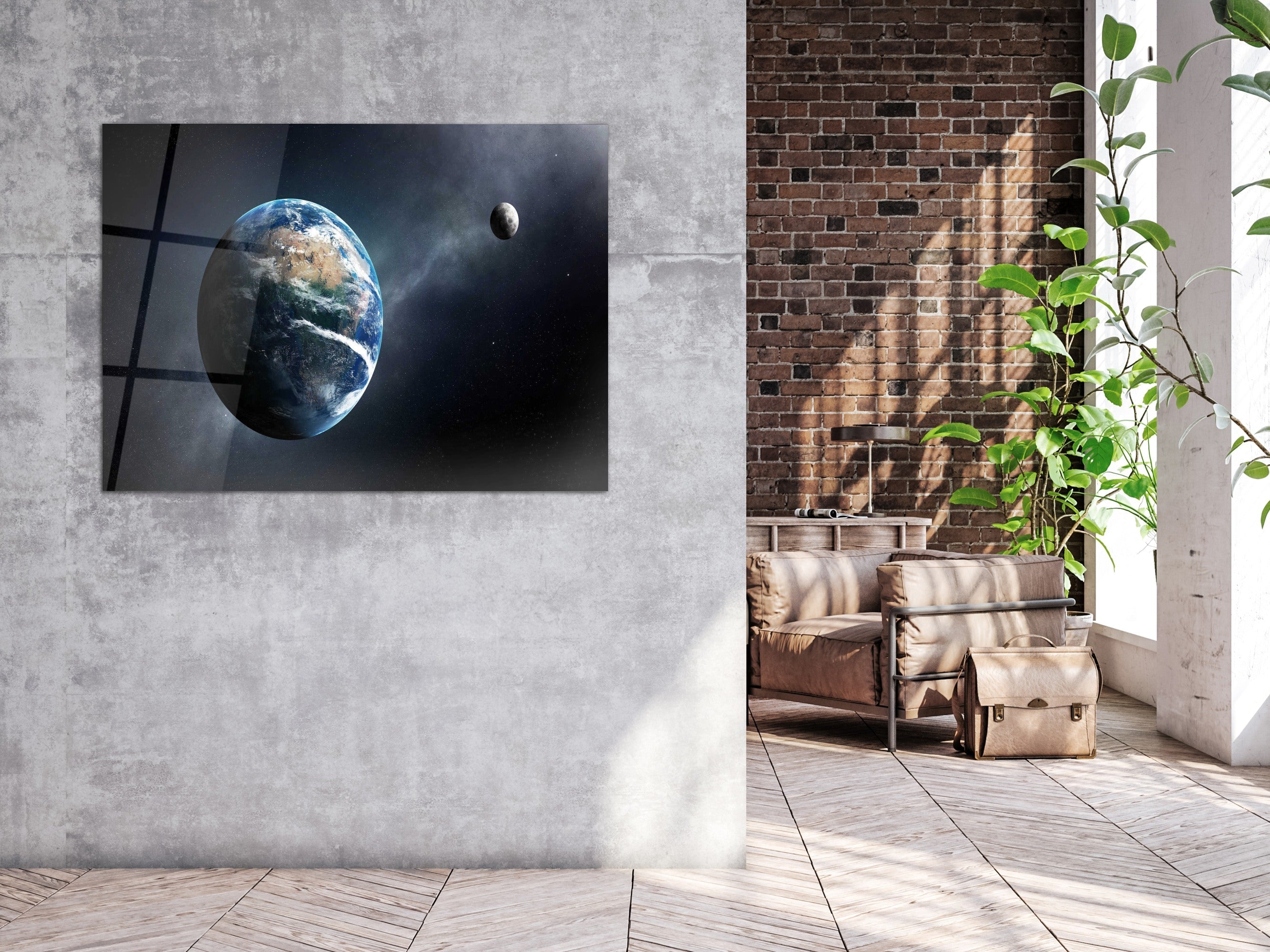 ・"Earth and The Moon"・Glass Wall Art