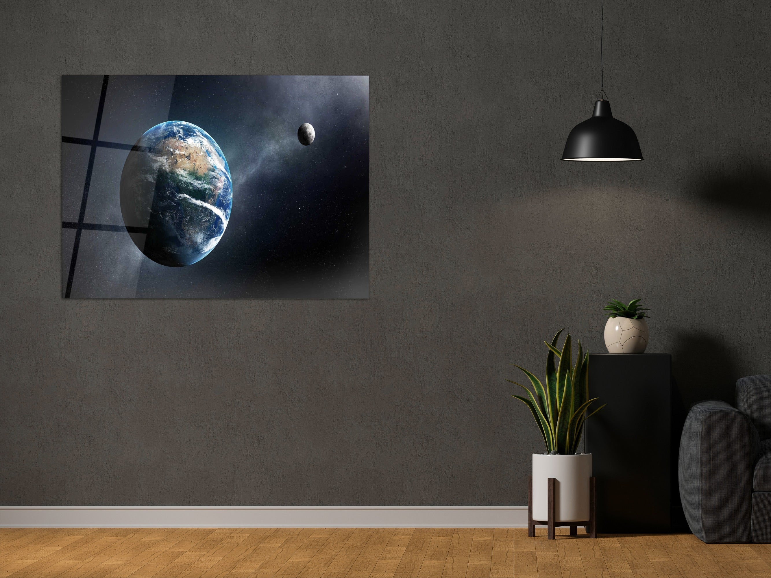 ・"Earth and The Moon"・Glass Wall Art