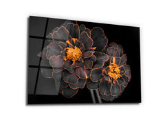 ・"Fiery Blossoms"・Glass Wall Art