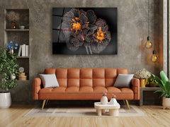 ・"Fiery Blossoms"・Glass Wall Art