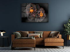 ・"Fiery Blossoms"・Glass Wall Art