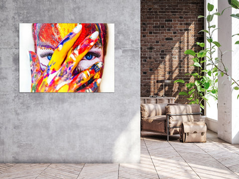 ・"Rainbow Eye Makeup Design"・Glass Wall Art