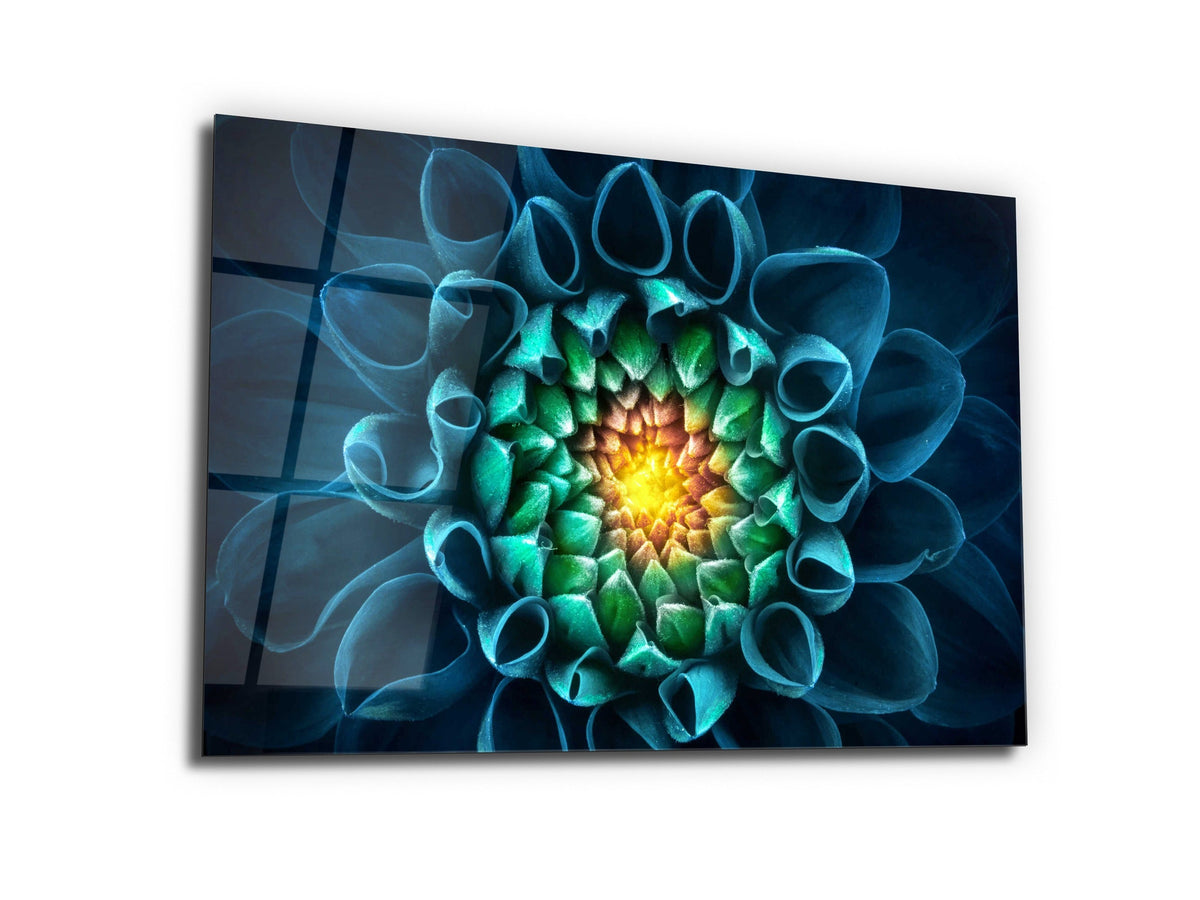 ・"Aqua Bloom "・Glass Wall Art