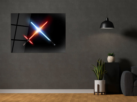 ・"Epic Lightsaber Battle"・Glass Wall Art