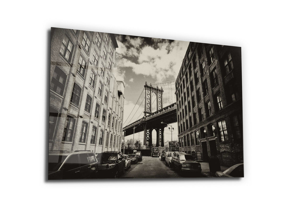 ・"Manhattan Bridge and Brooklyn Skyline"・Glass Wall Art