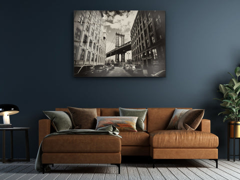 ・"Manhattan Bridge and Brooklyn Skyline"・Glass Wall Art
