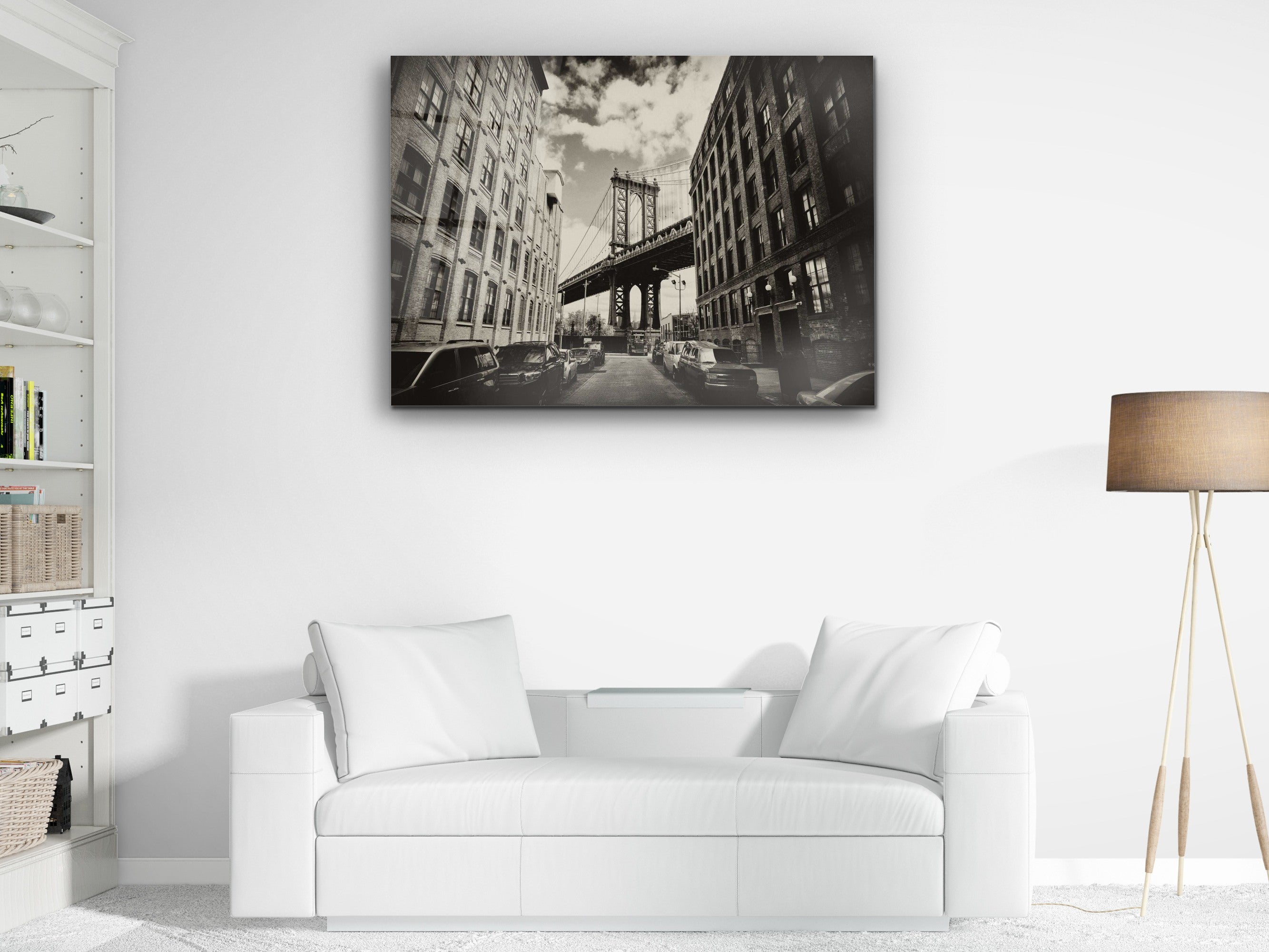 ・"Manhattan Bridge and Brooklyn Skyline"・Glass Wall Art