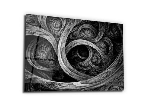 ・"Glossy Golden Fractal"・Glass Wall Art