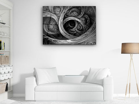 ・"Glossy Golden Fractal"・Glass Wall Art